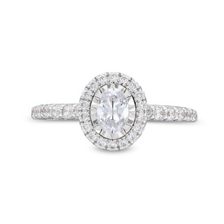 1.00 CT. T.W. Oval Diamond Frame Engagement Ring in 10K White Gold|Peoples Jewellers