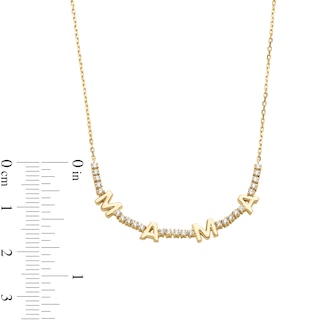 0.23 CT. T.W. Diamond "MAMA" Station Line Necklace in 10K Gold - 17"|Peoples Jewellers