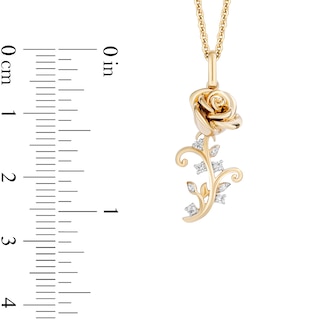 Enchanted Disney Belle 0.065 CT. T.W. Diamond Rose Pendant in 10K Gold - 19”|Peoples Jewellers