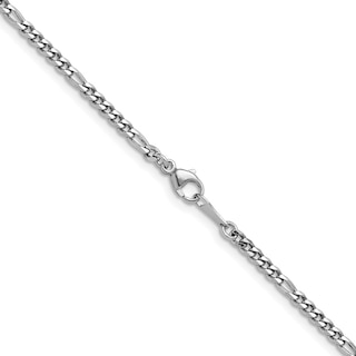 2.5mm Figaro Chain Necklace in Solid Platinum