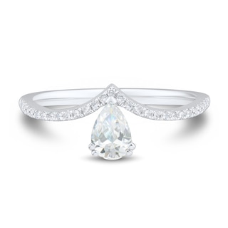 0.45 CT. T.W. Pear-Shaped Diamond Chevron Engagement Ring in 14K White Gold|Peoples Jewellers