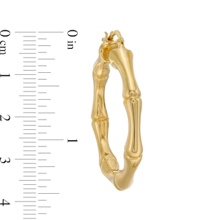 Italian Gold 38.0mm Bamboo-Pattern Hoop Earrings in Sculpted Hollow 14K Gold|Peoples Jewellers