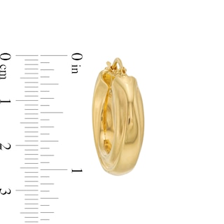 Italian Gold 14.0mm Round Twist Hoop Earrings in Sculpted Hollow 14K Gold|Peoples Jewellers