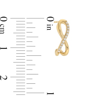 0.065 CT. T.W. Diamond Infinity Twist J-Hoop Earrings in 10K Gold|Peoples Jewellers