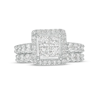 Previously Owned - 2.00 CT. T.W. Quad Princess-Cut Diamond Frame Bridal Set in 14K White Gold|Peoples Jewellers