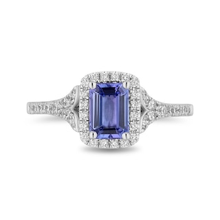 Previously Owned - Enchanted Disney Ariel Tanzanite and 0.37 CT. T.W. Diamond Frame Engagement Ring in 14K White Gold|Peoples Jewellers