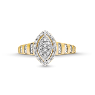 0.085 CT. T.W. Marquise Multi-Diamond Frame Promise Ring in Sterling Silver with 14K Gold Plate|Peoples Jewellers