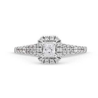 0.49 CT. T.W. Princess-Cut Diamond Cushion-Shaped Frame Engagement Ring in 10K White Gold|Peoples Jewellers