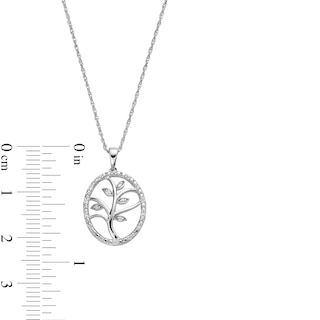 0.08 CT. T.W. Diamond Oval Frame Family Tree Pendant in Sterling Silver|Peoples Jewellers