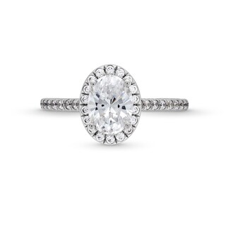 1.33 CT. T.W. Oval Certified Lab-Created Diamond Frame Engagement Ring in 14K White Gold (F/VS2)|Peoples Jewellers