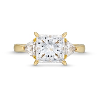 3.50 CT. T.W. Princess and Trillion-Cut Certified Lab-Created Diamond Three Stone Engagement Ring in 14K Gold (F/VS2)|Peoples Jewellers
