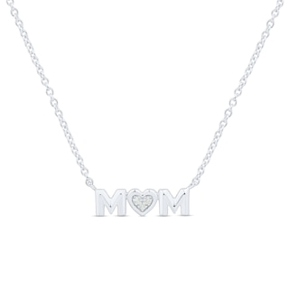 Diamond Accent "MOM" with Heart Necklace in Sterling Silver|Peoples Jewellers