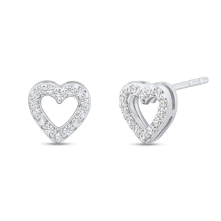 0.085 CT. T.W. Diamond Heart Outline Stud Earrings in 10K Gold|Peoples Jewellers