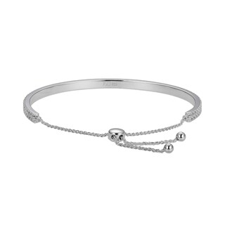 White Lab-Created Sapphire Double Row Bolo Bracelet in Sterling Silver - 9"|Peoples Jewellers