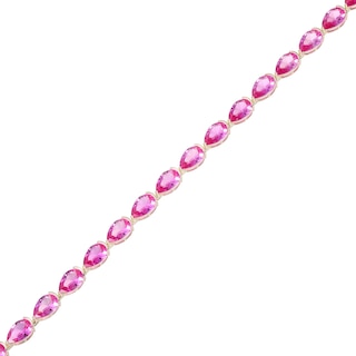 Pear-Shaped Pink Lab-Created Sapphire Tennis Bracelet in 10K Gold - 7.25"|Peoples Jewellers