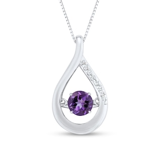 Unstoppable Love™ 4.5mm Amethyst and White Lab-Created Sapphire Teardrop Pendant in Sterling Silver|Peoples Jewellers