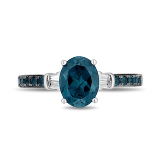 Enchanted Disney Cinderella Oval London Blue Topaz and 0.115 CT. T.W. Diamond Collar Engagement Ring in 14K White Gold|Peoples Jewellers