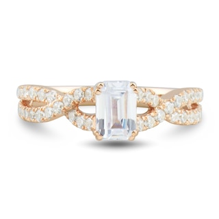 1.23 CT. T.W. Emerald-Cut Diamond Twist Shank Engagement Ring in 14K Rose Gold|Peoples Jewellers