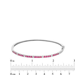 Certified Ruby and 0.15 CT. T.W. Diamond Alternating Bangle in 10K White Gold|Peoples Jewellers