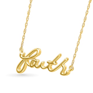 Lowercase Cursive "faith" Necklace in 10K Gold|Peoples Jewellers