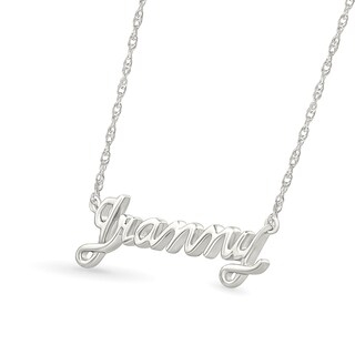 Lowercase Cursive "grammy" Necklace in 10K White Gold|Peoples Jewellers