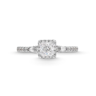 Princess-Cut Canadian Certified Centre Diamond 1.10 CT. T.W. Frame Engagement Ring in 18K White Gold (I/SI2)|Peoples Jewellers
