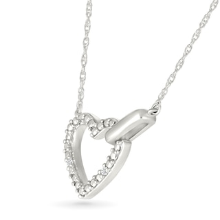 Diamond Accent Open Heart Necklace in Sterling Silver|Peoples Jewellers