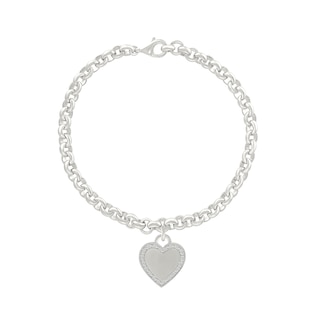 0.065 CT. T.W. Diamond Heart Charm Bracelet in Sterling Silver - 7.5”|Peoples Jewellers