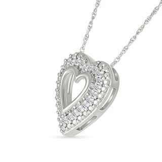 0.145 CT. T.W. Diamond Heart Frame Necklace in Sterling Silver|Peoples Jewellers