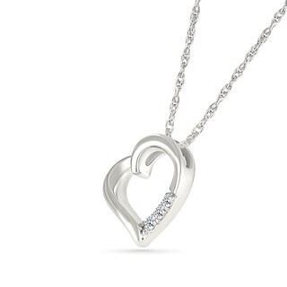 0.04 CT. T.W. Diamond Tilted Twist Heart Pendant in Sterling Silver|Peoples Jewellers