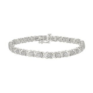 0.23 CT. T.W. Diamond “XO” Bracelet in Sterling Silver - 7.25”|Peoples Jewellers