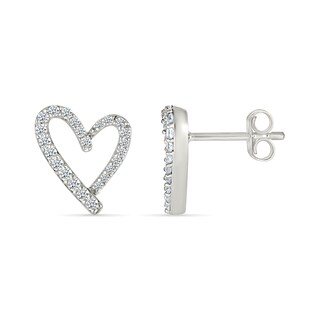 0.23 CT. T.W. Diamond Freeform Heart Stud Earrings in Sterling Silver|Peoples Jewellers