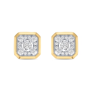 1.75 CT. T.W. Canadian Certified Diamond Cushion-Shaped Frame Stud Earrings in 10K Gold (I/I2)|Peoples Jewellers