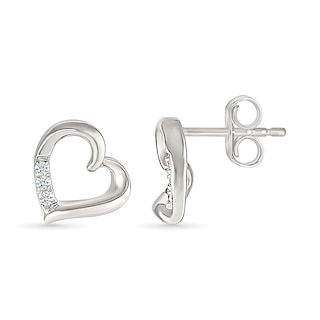 0.04 CT. T.W. Diamond Tilted Twist Heart Stud Earrings in Sterling Silver|Peoples Jewellers