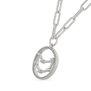 0.065 CT. T.W. Diamond Capricorn Constellation Open Circle Frame Necklace in Sterling Silver|Peoples Jewellers