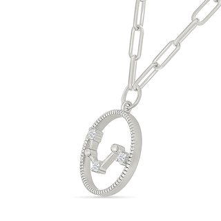 0.065 CT. T.W. Diamond Aries Constellation Open Circle Frame Necklace in Sterling Silver|Peoples Jewellers