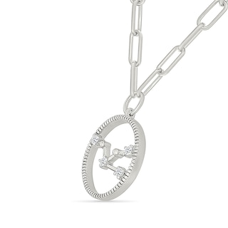 0.065 CT. T.W. Diamond Taurus Constellation Open Circle Frame Necklace in Sterling Silver|Peoples Jewellers