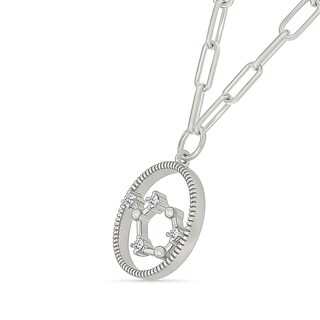 0.065 CT. T.W. Diamond Sagittarius Constellation Open Circle Frame Necklace in Sterling Silver|Peoples Jewellers