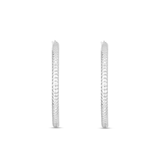 35.0mm Diamond-Cut Hoop Earrings in Hollow Sterling Silver|Peoples Jewellers