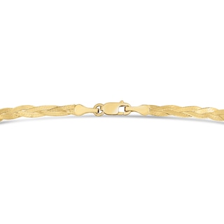 3.2mm Diamond-Cut Braided Herringbone Chain Necklace in 14K Gold - 18"|Peoples Jewellers