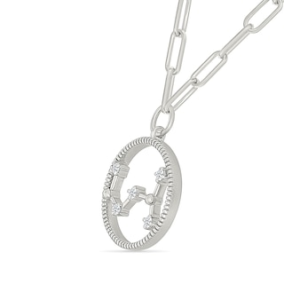 0.065 CT. T.W. Diamond Scorpio Constellation Open Circle Frame Necklace in Sterling Silver|Peoples Jewellers