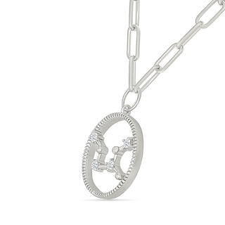 0.065 CT. T.W. Diamond Virgo Constellation Open Circle Frame Necklace in Sterling Silver|Peoples Jewellers