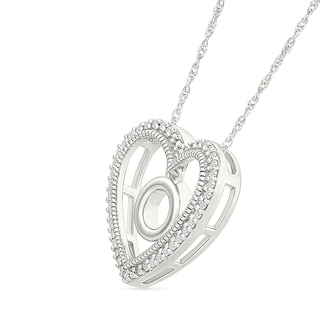 0.085 CT. T.W. Diamond "O" Initial Dangle Heart Necklace in Sterling Silver|Peoples Jewellers