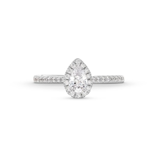 0.50 CT. T.W. Pear-Shaped Certified Lab-Created Diamond Frame Promise Ring in 10K White Gold (F/SI2)|Peoples Jewellers