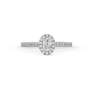 0.50 CT. T.W. Oval Certified Lab-Created Diamond Frame Promise Ring in 10K White Gold (F/SI2)|Peoples Jewellers