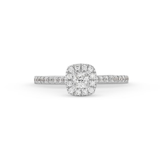 0.50 CT. T.W. Princess-Cut Certified Lab-Created Diamond Cushion Frame Promise Ring in 10K White Gold (F/SI2)|Peoples Jewellers