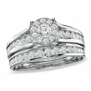 Previously Owned 1.00 CT. T.W. Diamond Composite Bridal Set in 14K White Gold|Peoples Jewellers