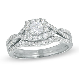 Previously Owned - 0.70 CT. T.W. Diamond Twist Shank Bridal Set in 14K White Gold|Peoples Jewellers