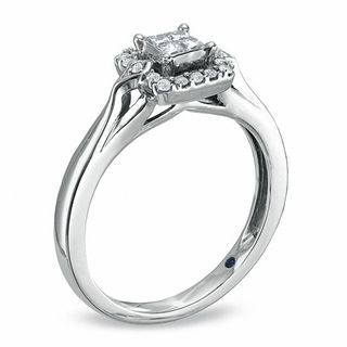 Previously Owned - Cherished Promise Collection™ 0.25 CT. T.W. Quad Princess-Cut Diamond Promise Ring in 10K White Gold|Peoples Jewellers