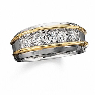 Previously Owned - Men's 1.00 CT. T.W. Diamond Five Stone Band in 10K Two-Tone Gold|Peoples Jewellers